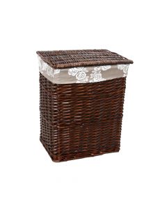 Willow basket, willow and textile, brown, 38x26xH49 cm