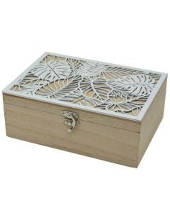 Storage box, wood, white, 22x15.5x8.5 cm