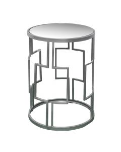 Corner table, metallic, silver, Ø38 xH50 cm