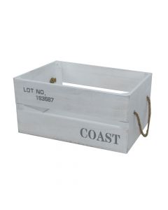 Storage box, wooden, white, 30.5x21xH14.5 cm