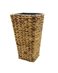 Flower pot, straw and plastic, natural, 24x24xH41 cm