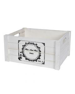 Storage box, wooden, white, 36x26xH18 cm