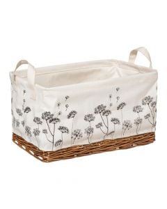 Storage basket, L, fabric/willow, white, 37x25xH20 cm