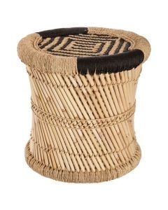 Side table, L, bamboo/textile, black/brown, Ø38 xH38 cm