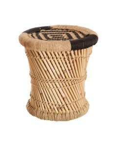 Side table, S, bamboo/textile, black/brown, Ø30 xH32 cm