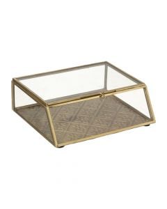 Organizing box, S, bronze/glass, golden, 17x14.5xH5.5 cm