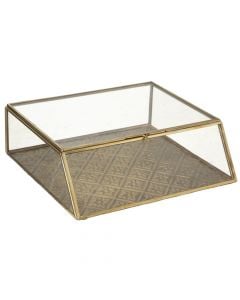Organizing box, L, bronze/glass, golden, 22x20.5xH7 cm