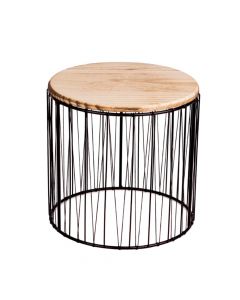 Tavolinë mbajtëse vazo lulesh, S, strukturë metalike, syprinë druri, natyrale/zezë, Ø19 xH21 cm