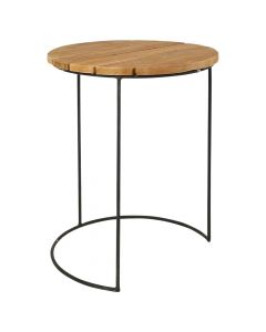 Side table, metal frame/teak, brown, Ø28 xH40 cm