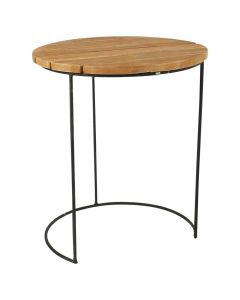 Side table, metal frame/teak, brown, Ø38 xH44 cm