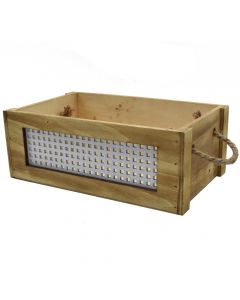 Storage box, L, with handle, wooden, natural, 38x28xH15 cm