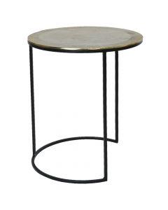 Side table, M, metal frame, aluminium tabletop, black/gold, Ø50 xH58 cm