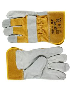 Professional work gloves, leather, gray/yellow