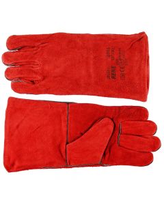 Working professional welder gloves, leather, red