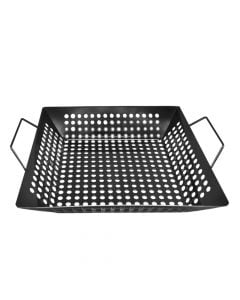 Barbecue basket, stainless steel, silver, 30x30 cm
