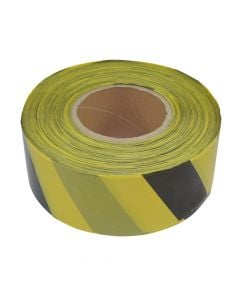 Curb stripe, plastic, yellow/black, 75mm x 500m