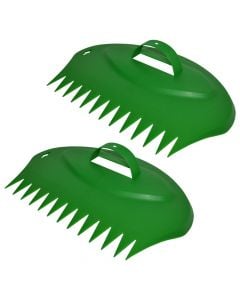 Gatherer for leaves, two handles, plastic, green