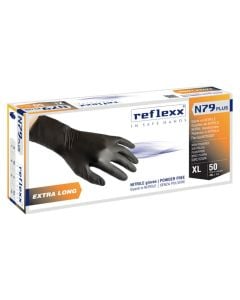 Doreza pune njëpërdorimshe, Reflexx, nitril, pa pudër, masa XL, 50 copë, ngjyra e zezë
