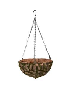 Decorative basket for flowers, metal / natural knitting, Ø25 cm