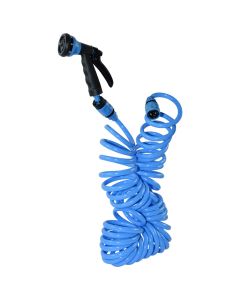 Garden spray gun, 10 m recoil hose with connectors, eva/polypropylene