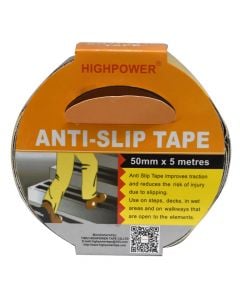 Anti-slip adhesive and adhesive warning, PE, 5 cm x 5 m, yellow-black