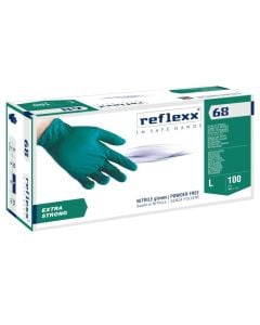 Disposable work gloves, Reflexx, nitrile, powder-free, size L, 100 pieces, green color