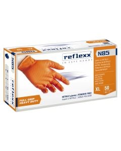Disposable work gloves, Reflexx, nitrile, powder-free, size M, 50 pieces, orange color