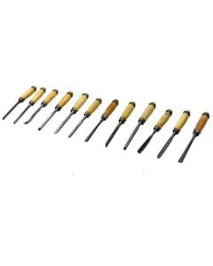 Wood chisel set, steel/wood, 12 pc