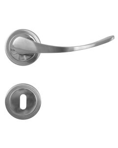 Door handle with  cylinder type, steel, 135x60x19 mm