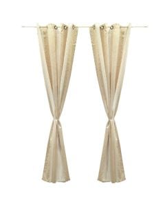 Curtain with rings, polyester, beige, 150x270 cm
