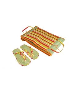 Straw beach mat+flip-flops, bamboo, natural, flip-flops NO: 38, straw beach mat: 60x180 cm
