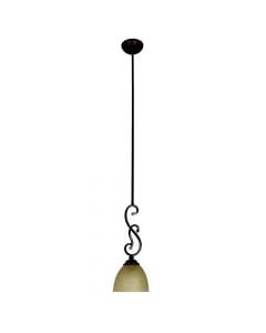Pending lamp E27-1x60W/ Iron frame  and yellow glass.