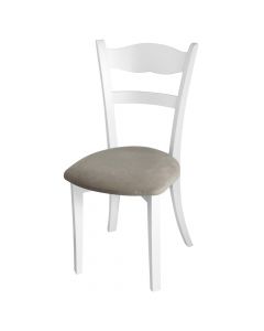 Dining chair, VICTORIA, wooden structure, textile upholstery, white/beige, 42x44xH93 cm