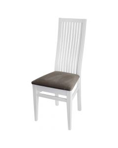 Dining chair, SANDRA, wooden structure, textile upholstery, white/beige, 43x42xH102 cm