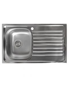 Sink, 1 bowl, right, SIROS, stainless steel, silver, 86x50xH16 cm