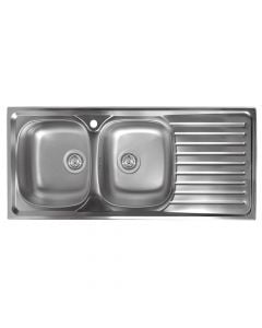 Sink, 2 bowls, right, SIROS, stainless steel, silver, 116x50xH16 cm