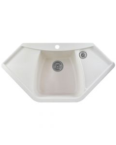 Sink, 1 bowl, CORAX, granite, white, 100x50xH20 cm