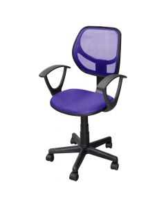 Office chair with casters, metallic structure, mesh and textile, purple, 50x47xH83-95 cm
