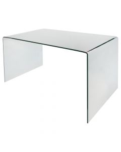 Tavolinë zyre, MILANO, strukturë xham temperuar, syprinë xham temperuar, transparente, 135x75xH75 cm