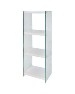 File cabinet, MILANO, tempered glass 12mm and MDF, white/clear, 40x30xH125 cm