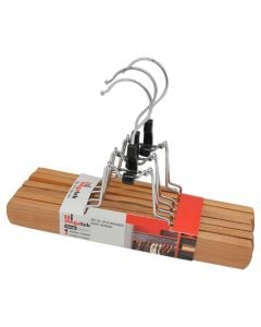 Clothes/skirt hanger set of 3 pieces, MEGATEK, lotus wood, natural, 25x2xH16 cm