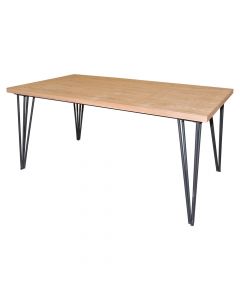 Tavolinë ngrënie, strukturë metalike dhe MDF 40mm, natyrale, 160x90xH74 cm