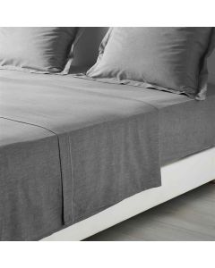 Single flat sheet, polycotton, grey, 180x290 cm
