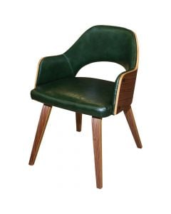 Bar chair, wooden structure (walnut), PU covering, shiny green, 48x53xH85 cm