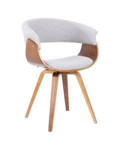 Bar chair, plywood frame (walnut), plywood legs (walnut), fabric, grey, 62x51.5xH78 cm