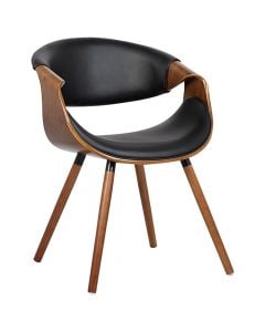 Bar chair, plywood frame (walnut), plywood legs (walnut), PU covering, black, 54.5x56xH75 cm