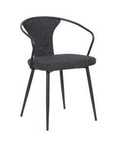 Bar chair, metallic legs (black), fabric, grey, 52x50.5xH75 cm