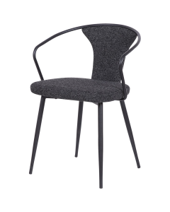 Karrige bari, këmbë metalike (zezë), tapiceri tekstili, gri, 52x50.5xH75 cm