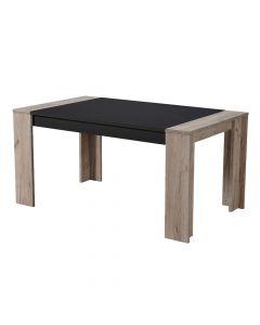 Dining table, CREMONA, melamine, grey oak/black, 154x90.5xH75 cm