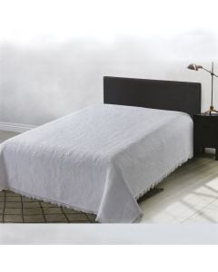 Mbulesë krevati, dopjo, mbushja 100% poliestër me thekë pambuku (200 gsm), copa 100% pambuk, e bardhë, 220×240 cm